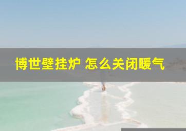 博世壁挂炉 怎么关闭暖气